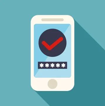 Smartphone displaying password entry and security checkmark Illustrazione stock