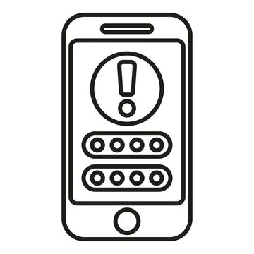 Smartphone displaying password error alert message icon 스톡 일러스트