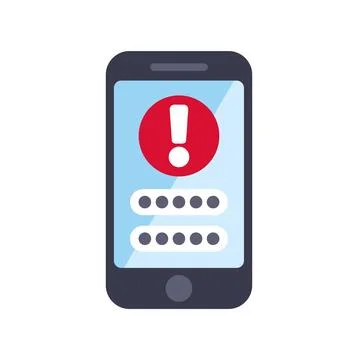 Smartphone displaying password error alert notification icon Stock Illustration