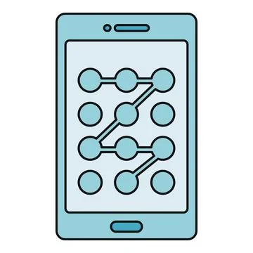 Smartphone displaying pattern lock for device security 스톡 일러스트