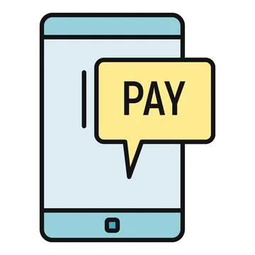 Smartphone displaying pay message in speech bubble icon Stock Illustration
