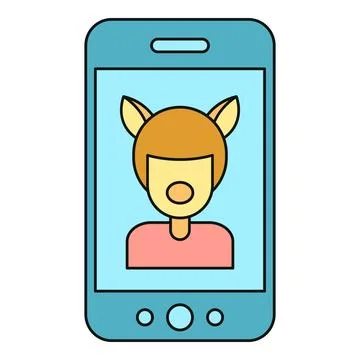 Smartphone displaying person using animal face filter Stock Illustration
