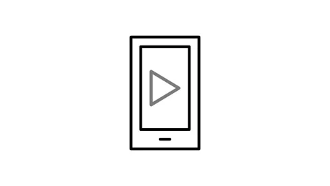 A smartphone displaying a prominent play button on its screen, indicating m.. Stock Footage 333102688