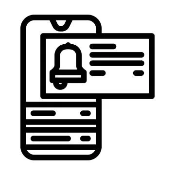 Smartphone displaying push notification alert with bell icon Stock Illustration