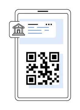 Smartphone Displaying QR Code for Bank Payment Stock Illustration