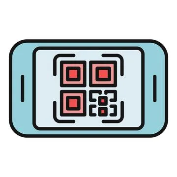Smartphone displaying qr code for quick digital data access イラスト素材