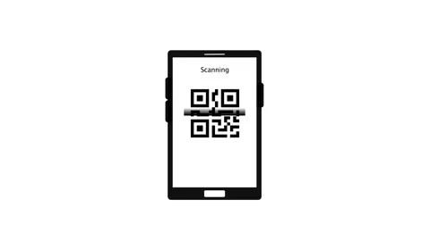 Smartphone displaying QR code on screen animated on white background Stock Footage 263748053