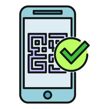 Smartphone displaying qr code with tick symbol Stock-Illustration