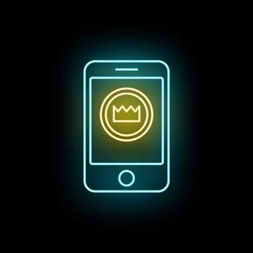 Smartphone displaying royal crown application icon on screen Stock Illustration