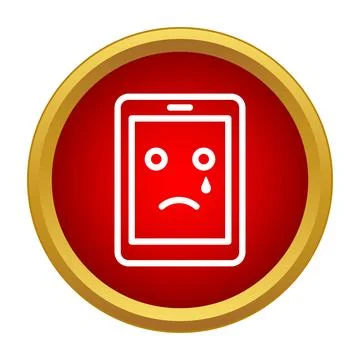 Smartphone displaying sad crying face symbol icon イラスト素材