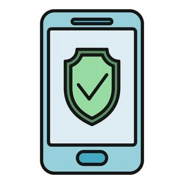 Smartphone displaying security shield with checkmark symbol Stock Illustration