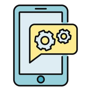 Smartphone displaying settings gear icon for customization Stock Illustration