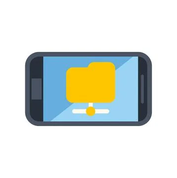 Smartphone displaying shared folder icon for data transfer Stock Illustration