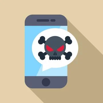 Smartphone displaying skull and crossbones virus alert Stock Illustration