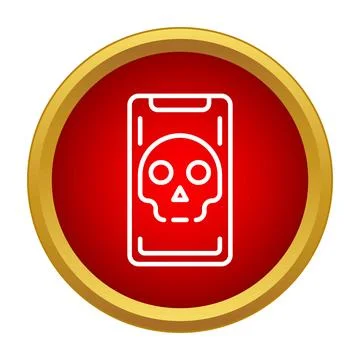 Smartphone displaying skull malware virus warning icon Stock Illustration