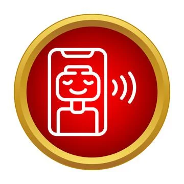 Smartphone displaying smiling robot virtual assistant communicating Ilustração Stock