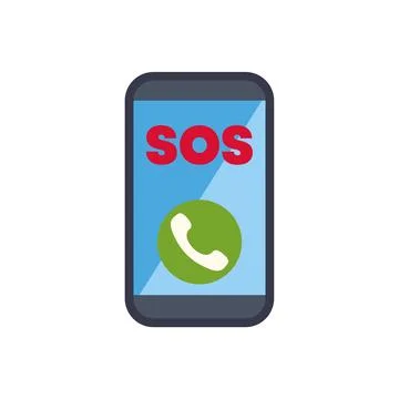 Smartphone displaying sos message and calling for help Stock Illustration