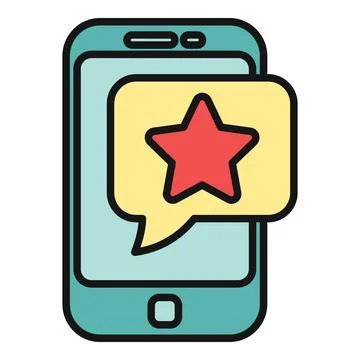 Smartphone displaying speech bubble with star rating 库存插图