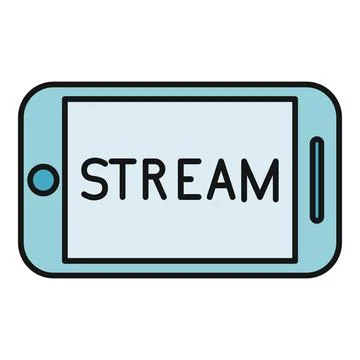 Smartphone displaying stream word representing online video content イラスト素材