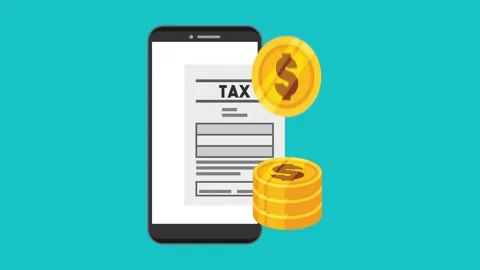 Smartphone displaying tax document with animated coins for online tax payment Stock Footage 333606736