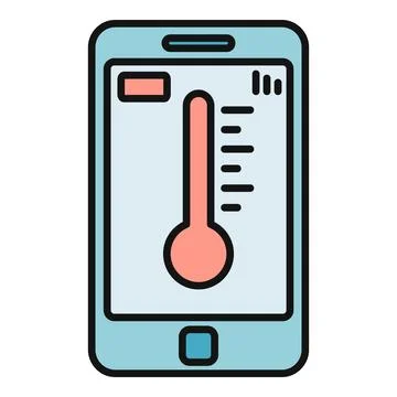 Smartphone displaying thermometer app tracking temperature Illustrazione stock