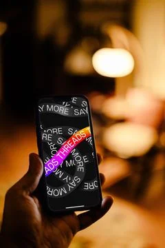 Smartphone displaying the Threads logo. Stock Photos
