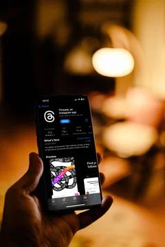 Smartphone displaying the Threads logo. Stock Photos