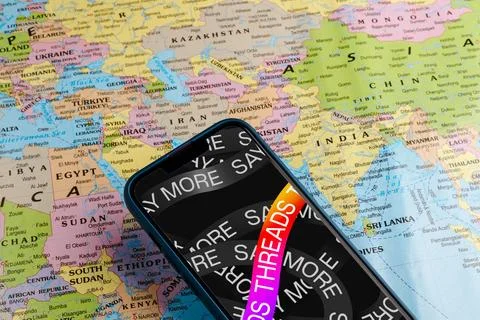 Smartphone displaying the Threads logo. Stock Photos