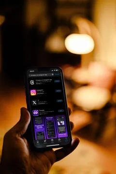 Smartphone displaying the Threads logo. Stock Photos