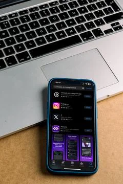 Smartphone displaying the Threads logo. Stock Photos