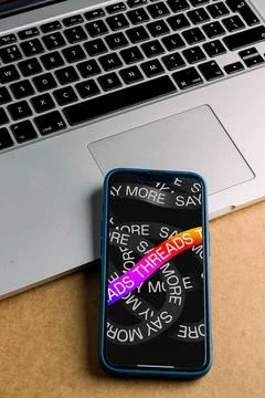 Smartphone displaying the Threads logo. Stock Photos