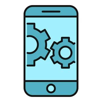 Smartphone displaying two interlocking gears icon 库存插图