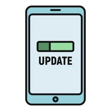 Smartphone displaying update screen with loading bar progress Illustrazione stock
