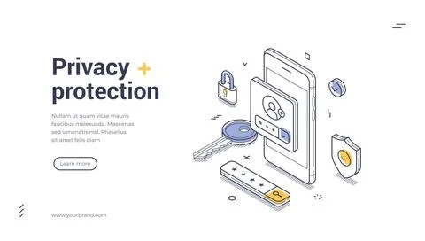Smartphone displaying user authentication, a key, and security elements like  Stock Illustration