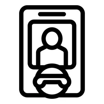 Smartphone displaying user calling icon minimalist outline icon 스톡 일러스트