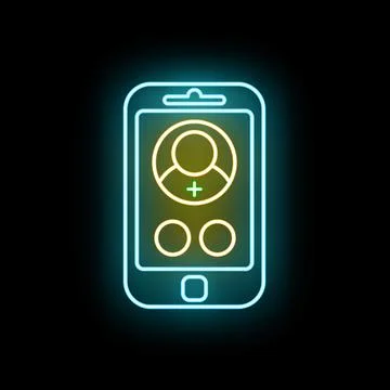 Smartphone displaying user profile with add contact 스톡 일러스트
