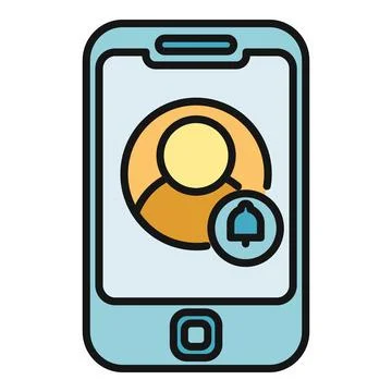 Smartphone displaying user profile notification bell icon Stock Illustration