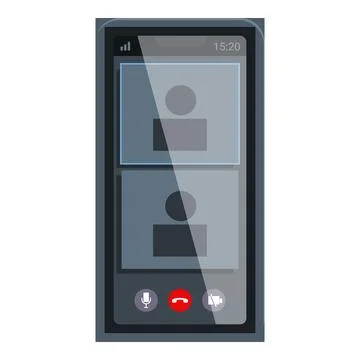 Smartphone displaying video call interface with two participants イラスト素材
