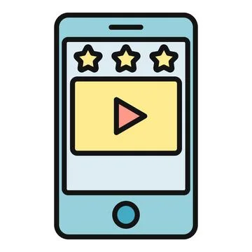 Smartphone displaying video player interface and rating stars Illustrazione stock