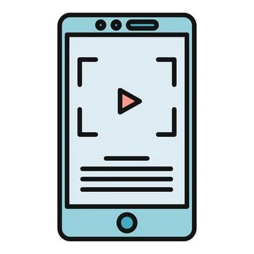 Smartphone displaying video player interface with play button Illustrazione stock