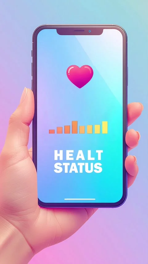 Smartphone displaying wellness tracking application Stock Footage 344610514