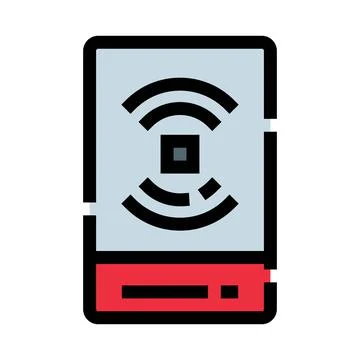 Smartphone displaying wireless contactless payment signal Illustrazione stock