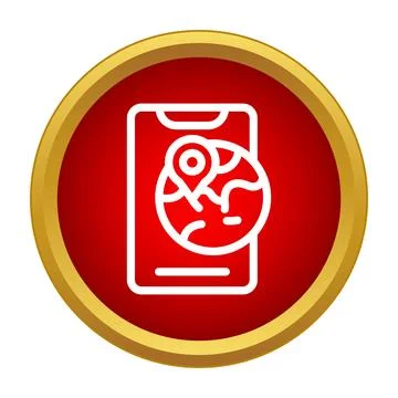 Smartphone displaying world globe with location pin icon Illustrazione stock