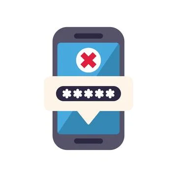 Smartphone displaying wrong password notification Stock Illustration