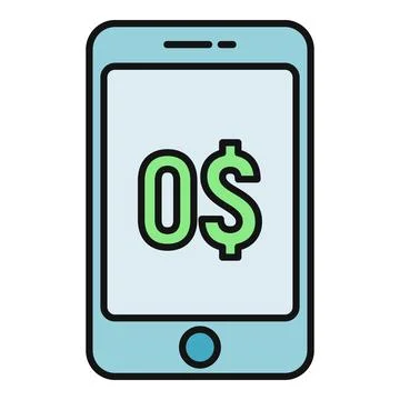 Smartphone displaying zero balance concept on screen Stock Illustration