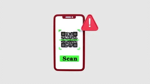 Smartphone displays a QR code scanning app screen, highlighting a cautionar.. Stock Footage 304517809