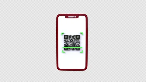 Smartphone displays a QR code scanning app screen 3d animation with alpha c.. Stock Footage 304517899