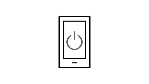 A smartphone with a distinctive red power button, emphasizing its design. Stock Footage 333102714