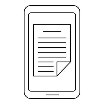 Smartphone document icon, outline style Stock Illustration