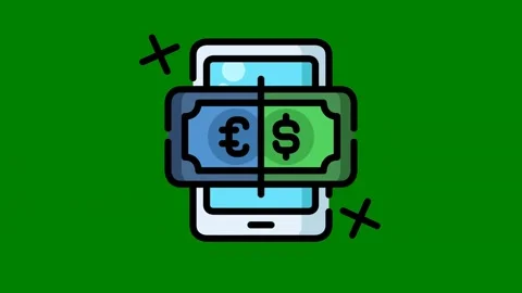 Smartphone dollar sign screen phone green screen animated chromakey background Stock Footage 314063737